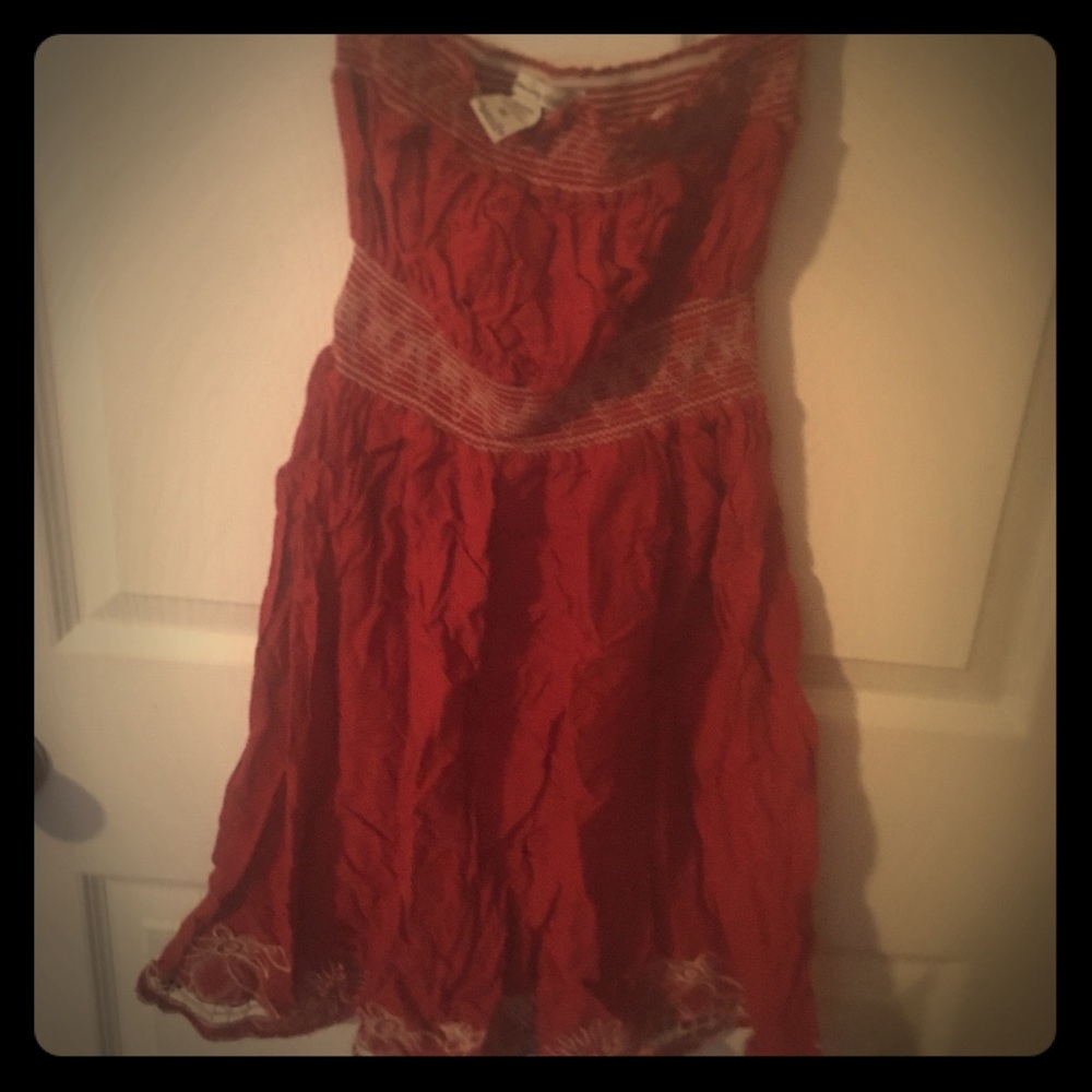 Orange strapless summer dress